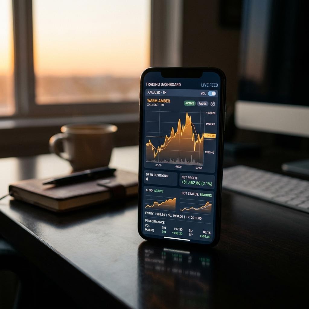 Console de trading crypto IA Cristal Fondion sur smartphone